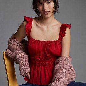 Red Tiered Anthropologie Tank Top